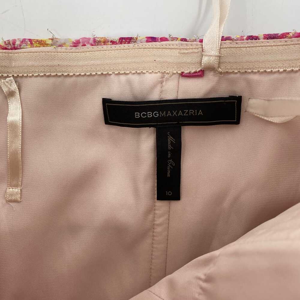 BCBGMaxAzria Pink Yellow Metallic Watercolor Maxi Dress | Size 10 - Picture 4 of 11